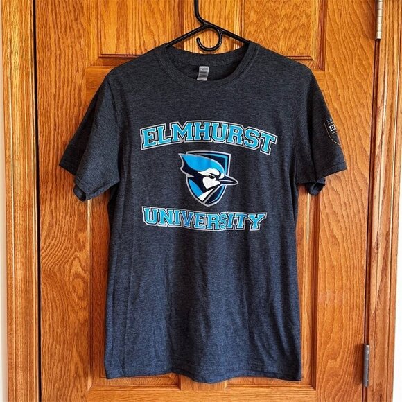 Elmhurst University T-Shirt Gildan Softstyle Gray Unisex M Graphic Print - Picture 1 of 6